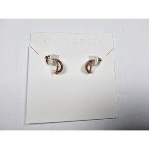 Olive & Piper Harper Huggie Hoops Rose Gold Titanium Posts